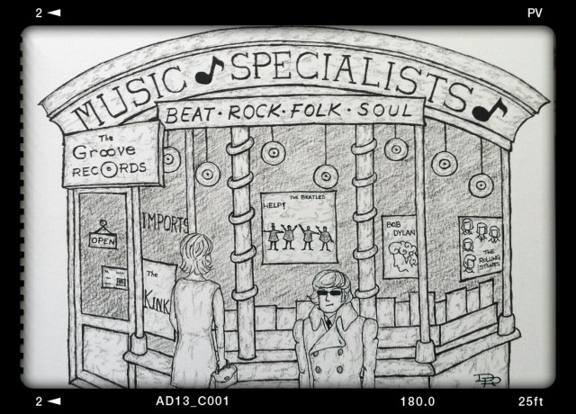 Tienda de discos en los swinging sixties